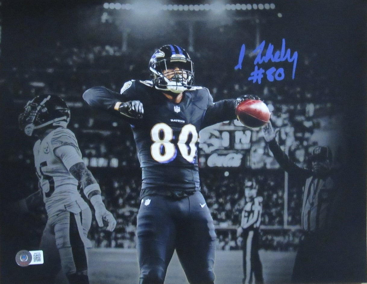 Isaiah Likely Autographed 11x14 Photo Baltimore Ravens Beckett 184952