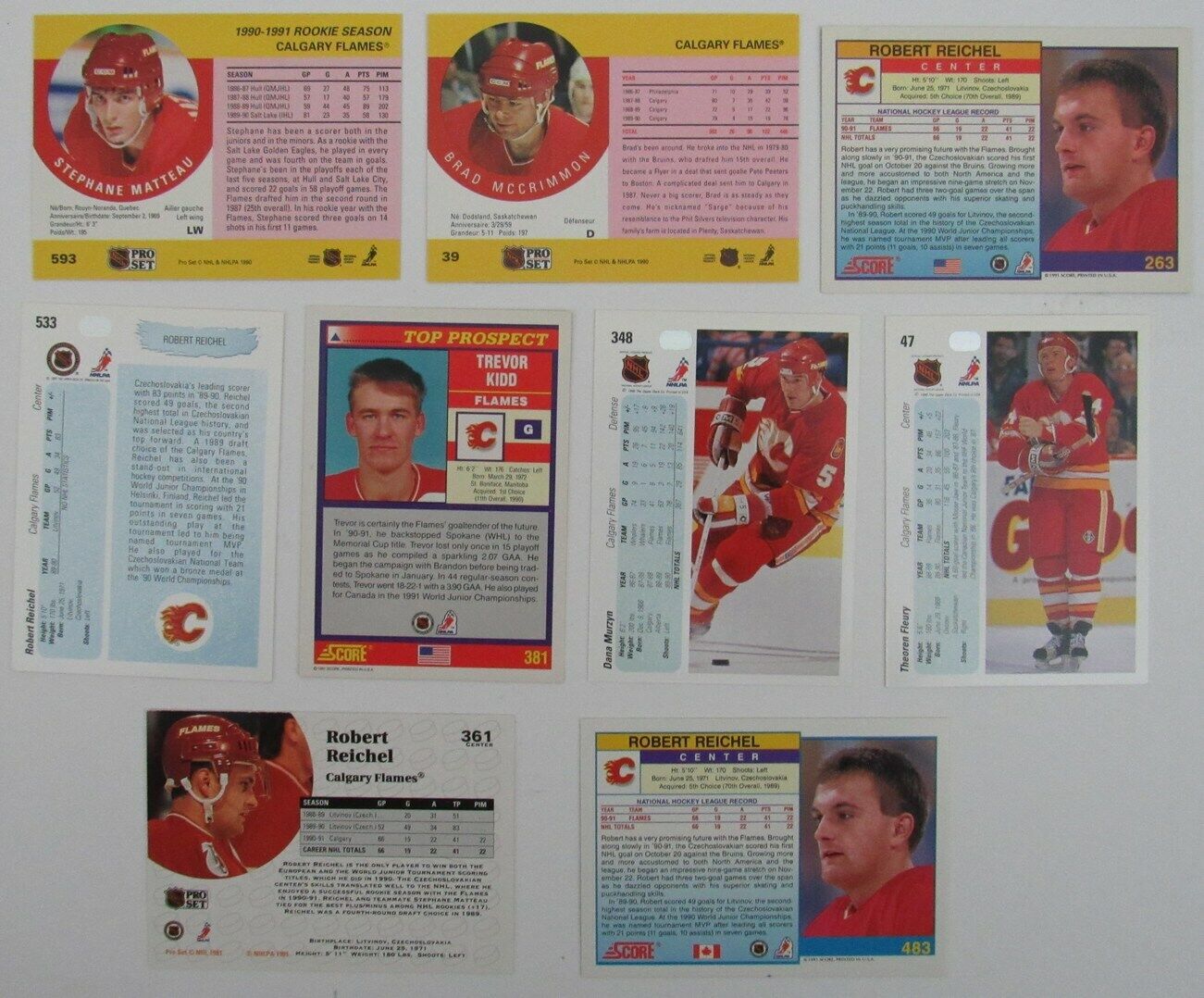 Lot of 9 Signed/Autographed Calgary Flames 1990-91 NHL Trading Cards 159340