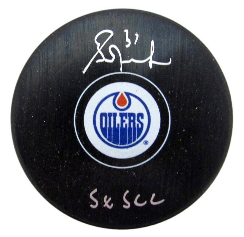 Grant Fuhr HOF Autographed/Inscribed Oilers Hockey Puck JSA 181056