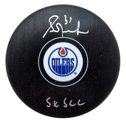 Grant Fuhr HOF Autographed/Inscribed Oilers Hockey Puck JSA 181056