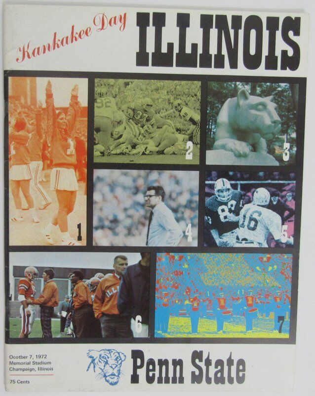 1972 Illinois vs. Penn State Nittany Lions Football Program 137992