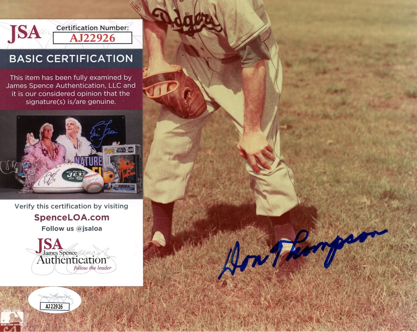 Don Thompson Autographed 8x10 Photo Brooklyn Dodgers JSA 177826