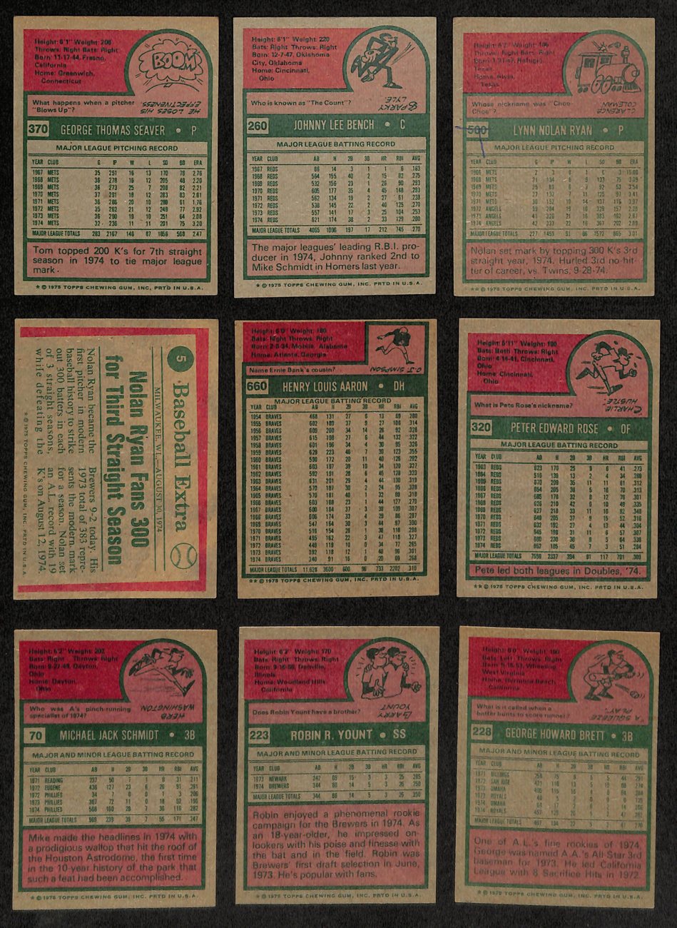 1975 Topps Baseball Card Complete Set (1-660) Brett Yount Aaron Schmidt 191964