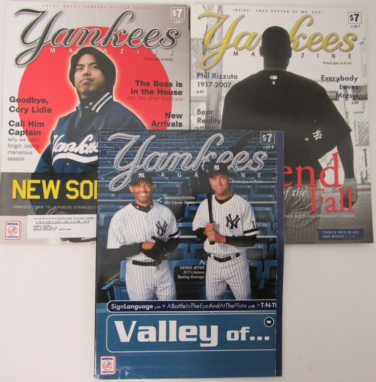 Lot of 3 2007 New York Yankees Magazines Jeter/Rivera 153190