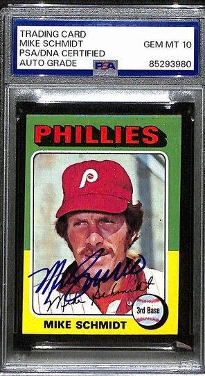 1975 Topps Mike Schmidt Phillies #70 Card Signed PSA/DNA GEM MINT 10 187948
