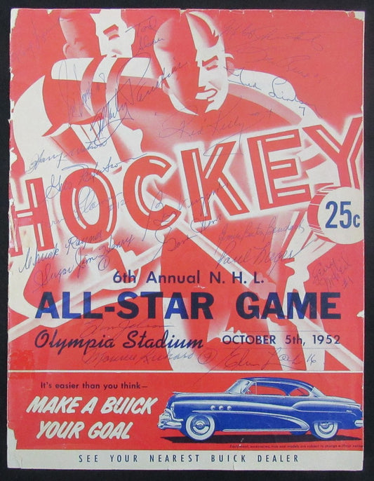 October 5, 1952 NHL All-Star Game Program Multi-Signed by 21 Players JSA 190764