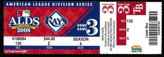 2008 ALDS Game 3 Full Ticket Phantom Never Played Game 181071