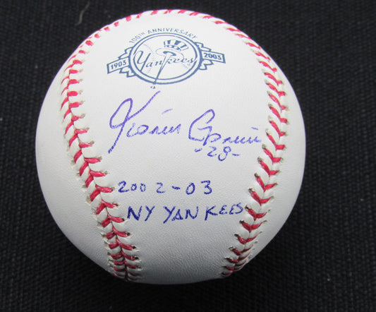 Karim Garcia Signed/Auto Yankees 100th OML Baseball JSA Inscr 186688