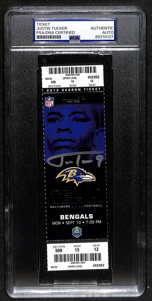 Justin Tucker Rookie Signed 2012 Full Ticket Ravens vs. Bengals PSA/DNA 190599