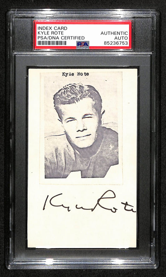 Kyle Rote Signed/Auto 3x5 Index Card New York Giants PSA/DNA 189024