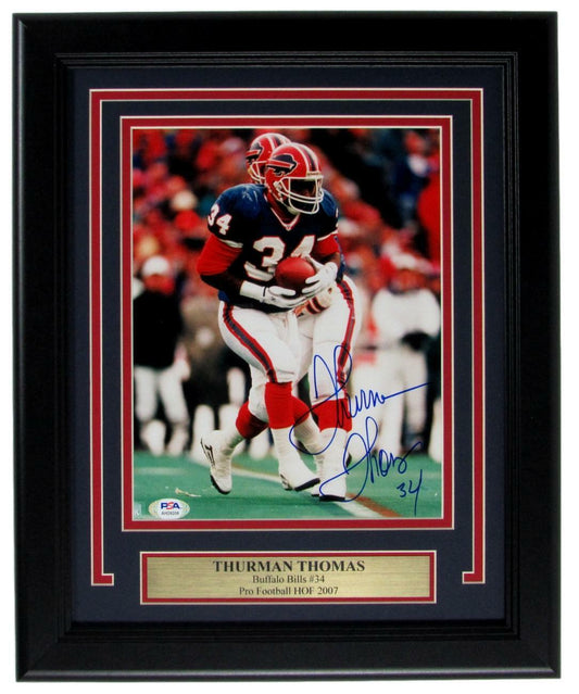 Thurman Thomas Bills HOF Autographed/Signed 8x10 Photo Framed PSA/DNA 154877