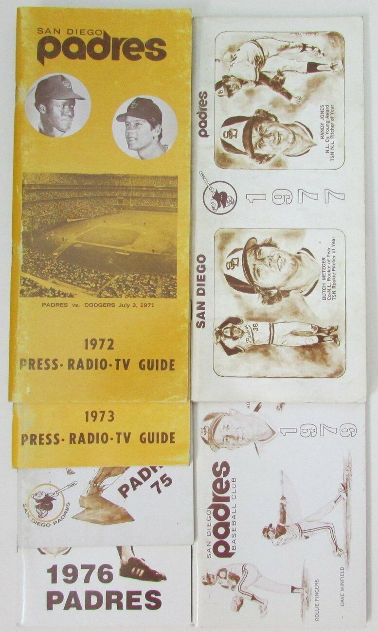 Lot of 6 San Diego Padres Media/Press Guides 1972,1973,1975-1977, 1979 155216