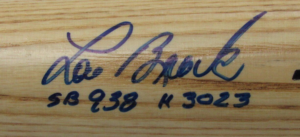 Lou Brock HOF Autographed/Inscribed Cardinals Big Stick Baseball Bat JSA 182555