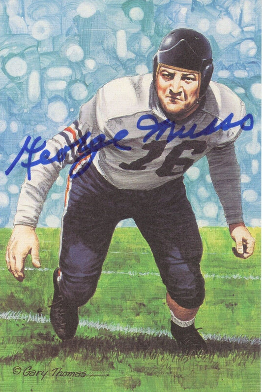 George Musso HOF Autographed Goal Line Art GLAC Postcard Bears JSA