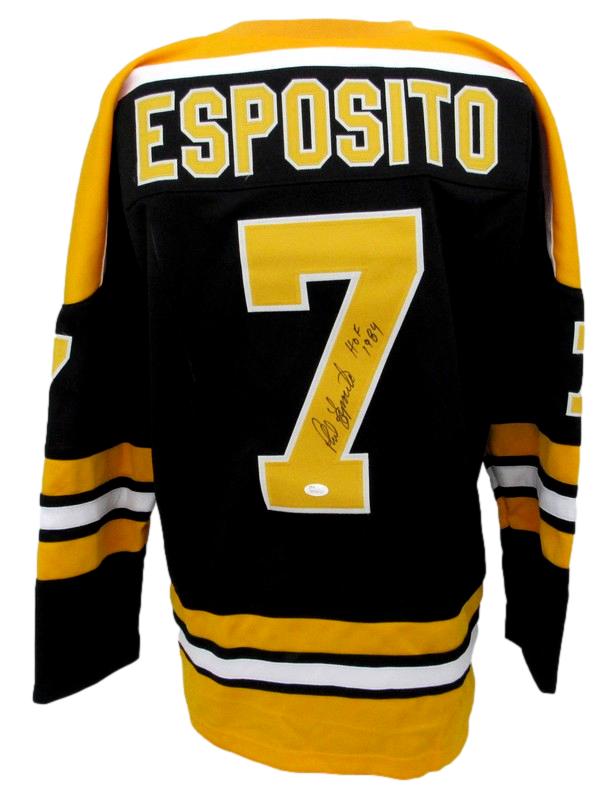 Phil Esposito HOF Signed/Inscribed Custom Hockey Jersey Boston Bruins JSA 188034