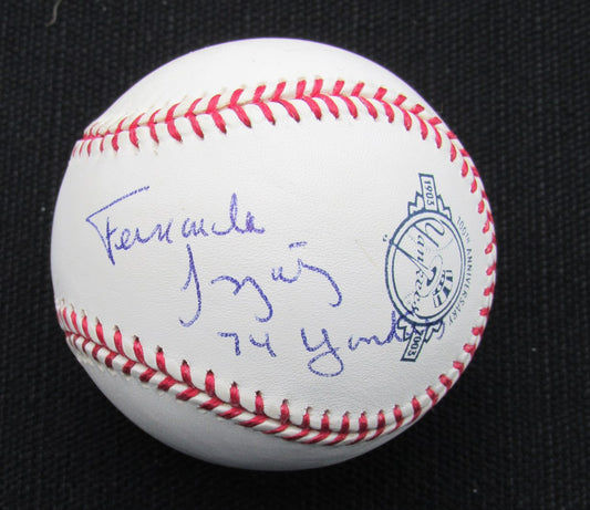 Fernando Gonzalez Signed/Auto Yankees 100th OML Baseball JSA Inscr 186687