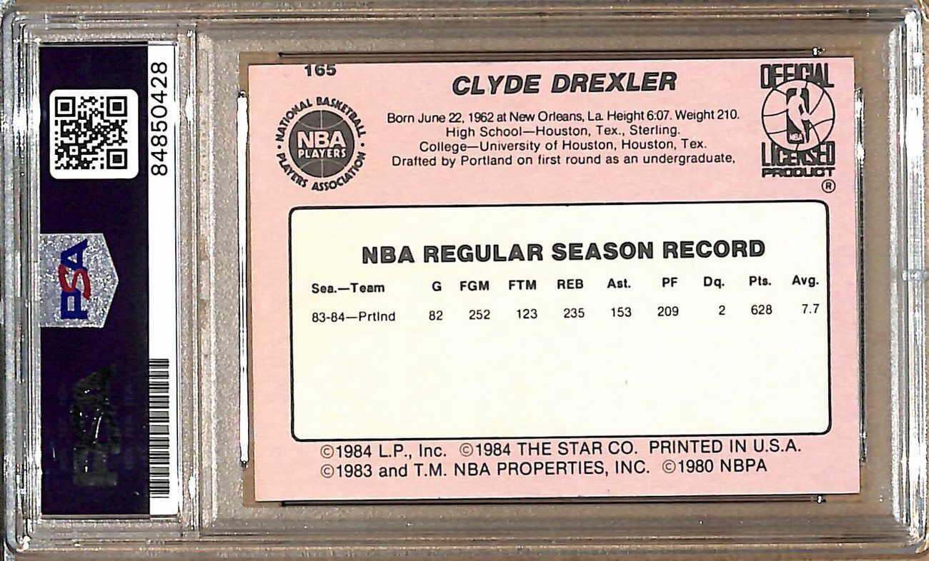 1984-85 Star Company #165 Clyde Drexler Trailblazers Signed Card PSA/DNA ROOKIE