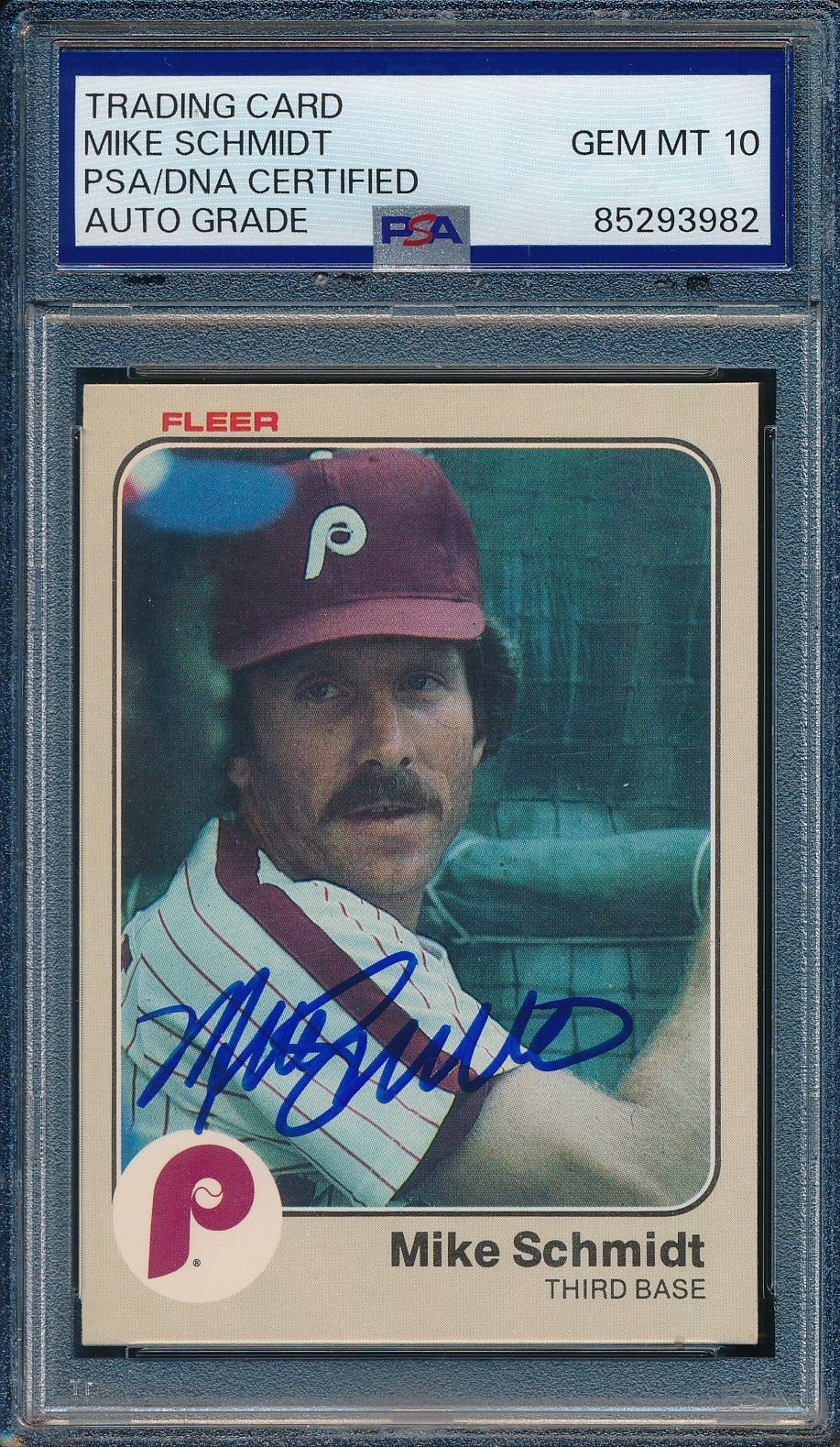 1983 Fleer Mike Schmidt Phillies Card #173 Signed PSA/DNA GEM MINT 10 190432