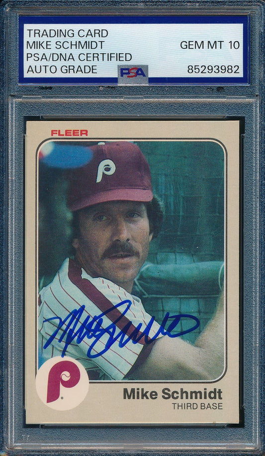 1983 Fleer Mike Schmidt Phillies Card #173 Signed PSA/DNA GEM MINT 10 190432