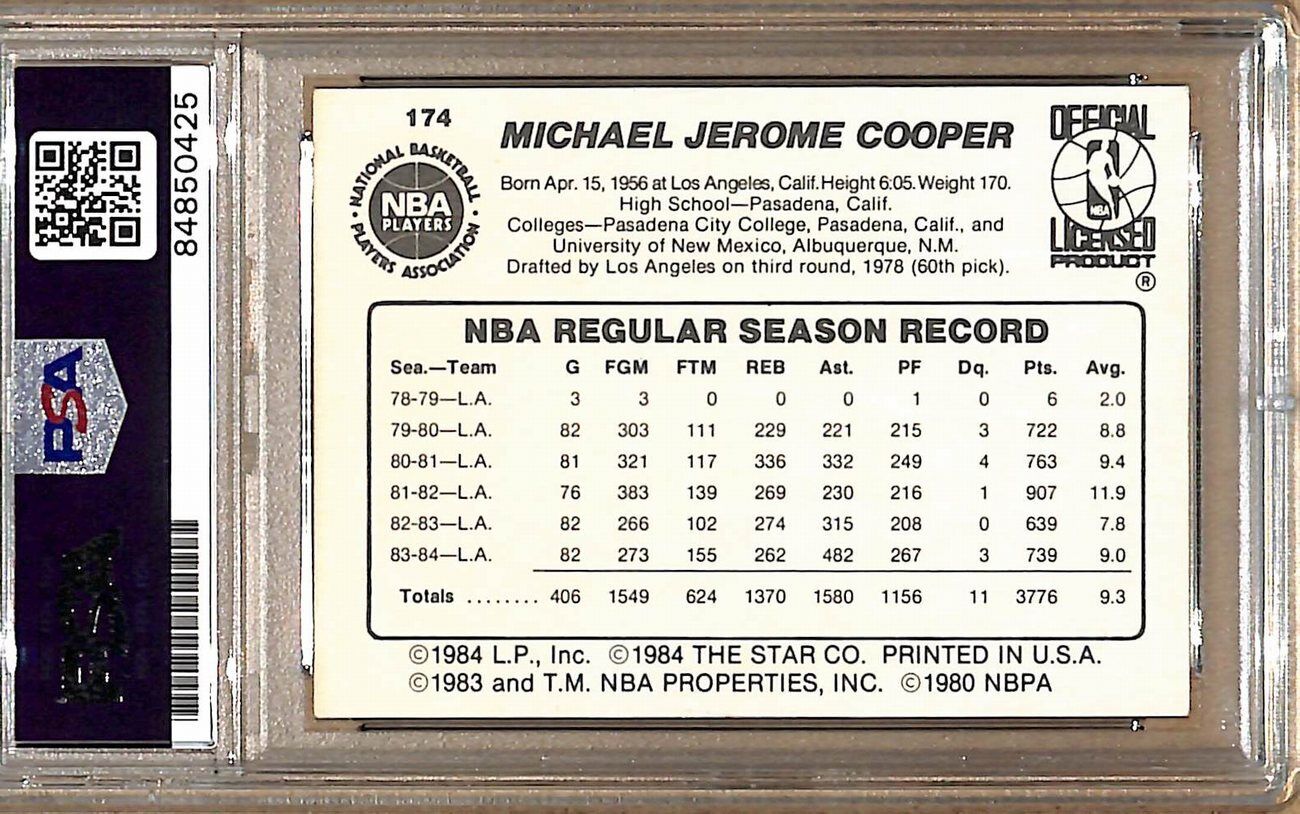 1984-85 Star Company #174 Michael Cooper Lakers Signed/Auto Card PSA/DNA 178934