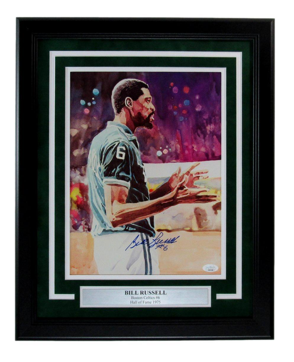 Bill Russell HOF Autographed 11x14 Photo/Lithograph Boston Celtics Framed JSA