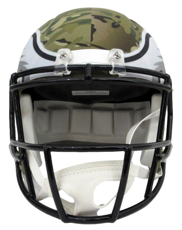 Brian Dawkins HOF Autographed Full Size Camo Replica Helmet Eagles BAS 181019