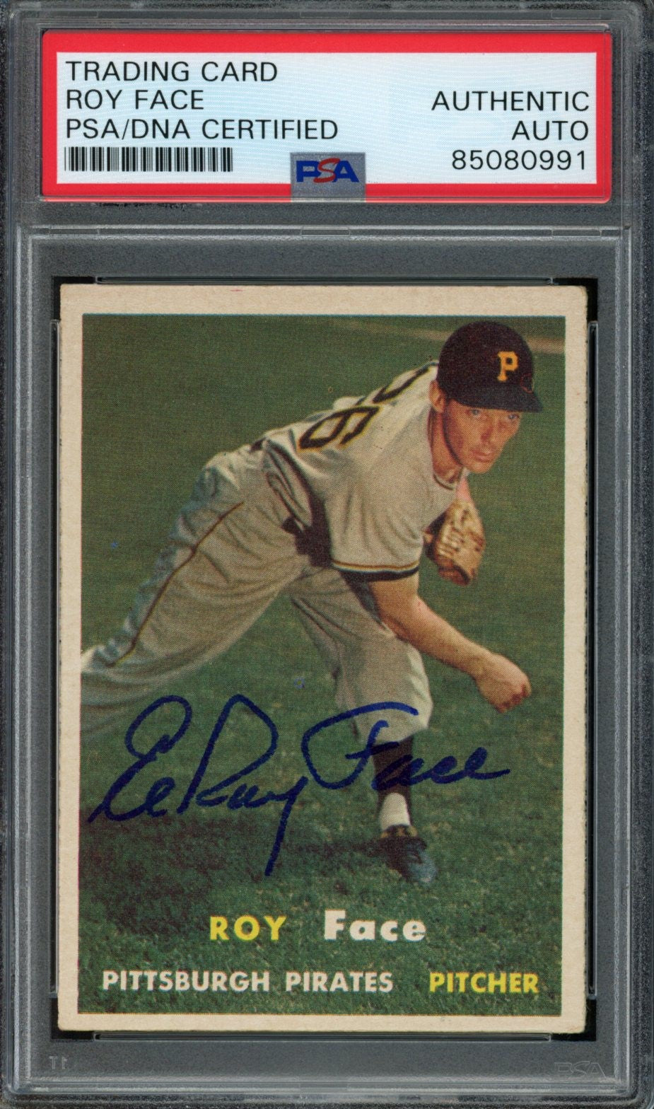 Roy Face Signed 1957 Topps Trading Card #166 Pirates PSA/DNA 183564