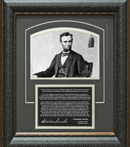 Abraham Lincoln Framed Collage w/Gettysburg Address