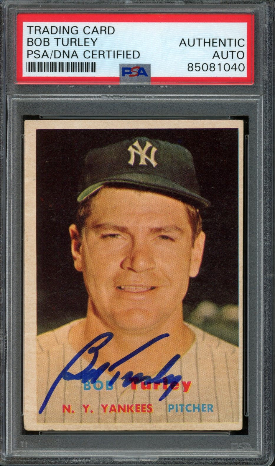 Bob Turley Signed 1957 Topps Trading Card #264 Yankees PSA/DNA 183585