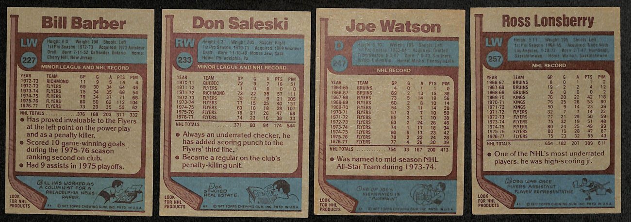 1977 Topps Hockey Philadelphia Flyers Near Complete Team Set 18/19 Cards 189327