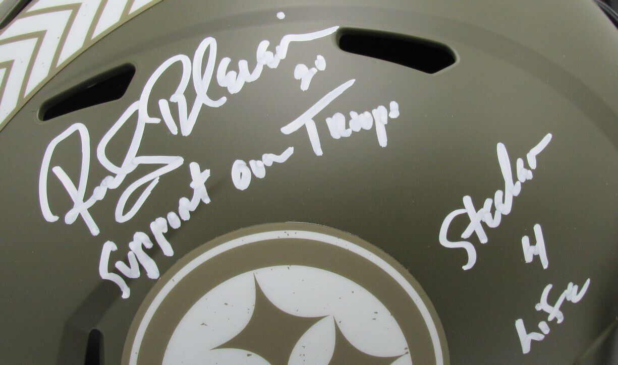 Rocky Bleier Signed Full Size Salute To Service Rep Helmet Steelers Beckett76733