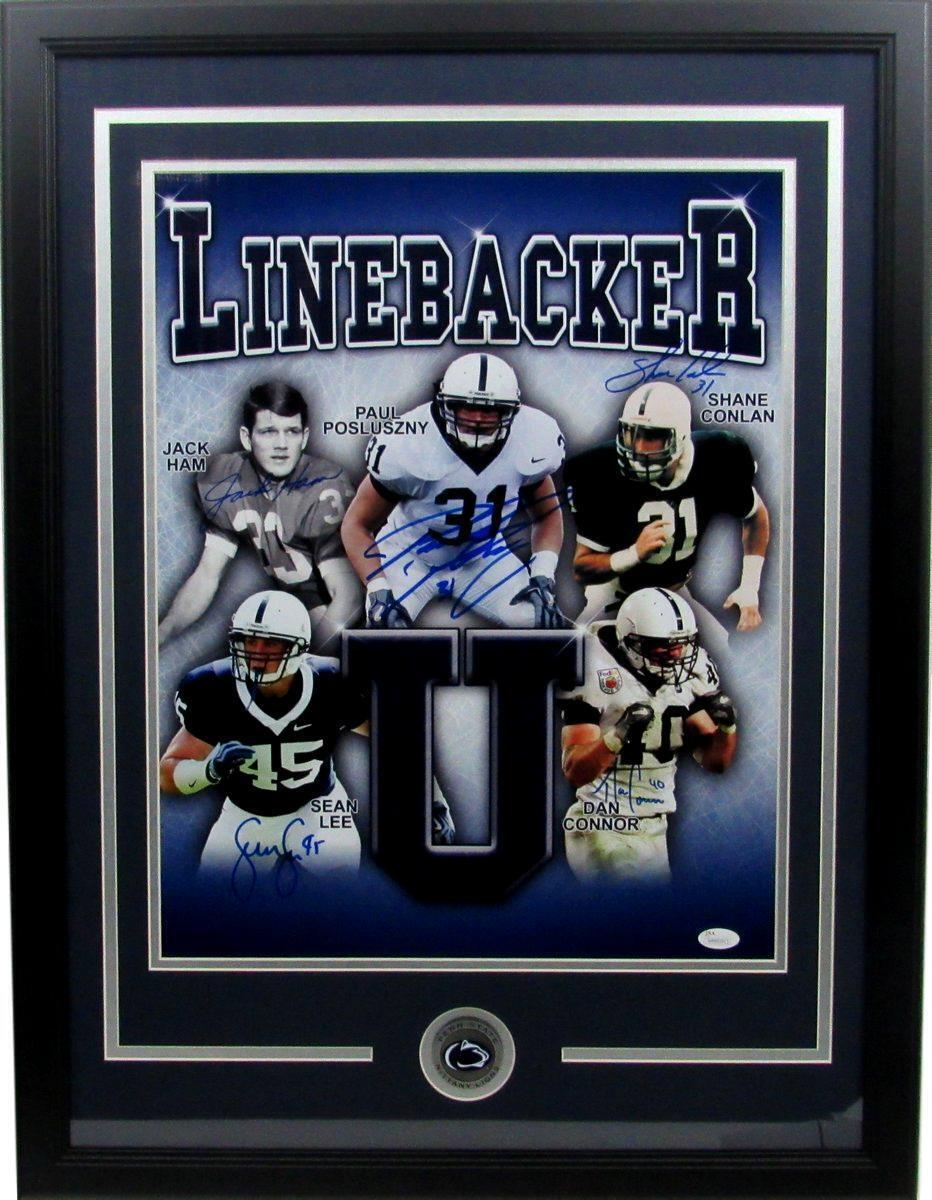 Penn State "Linebacker U" 16x20 Framed Photo Autographed by 5 (Lee, Posluszny,