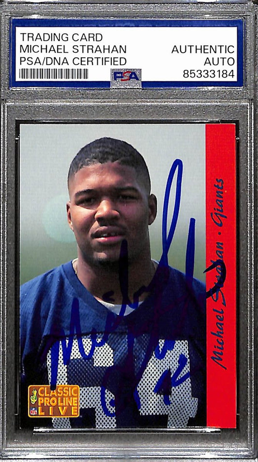 Michael Strahan HOF Signed 1993 Pro Line Live Card #195 Rookie Giants PSA 187990