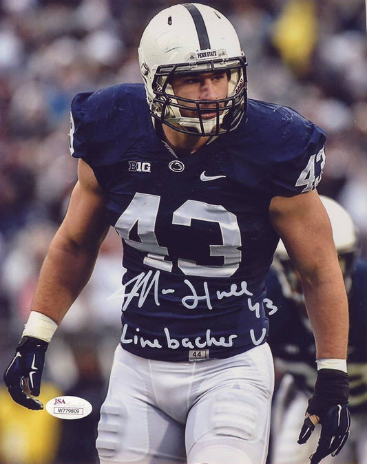 Mike Hull PSU Nittany Lions Signed In Silver Linebacker U  8x10 Photo JSA 136783