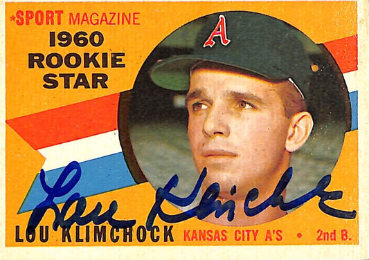 1960 TOPPS #137 Lou Klimchock Kansas City A's Signed/Auto Card 190970