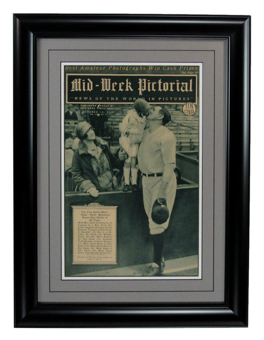 Mid-Week Pictorial Newspaper Oct 14, 1926 Babe Ruth New York Yankees Framed