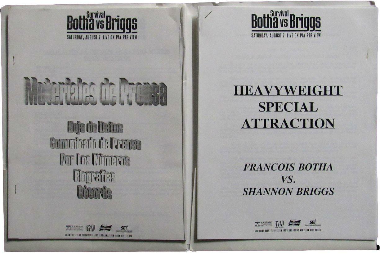 1999 World Heavyweight Championship Boxing Botha vs. Briggs Press Kit 167485