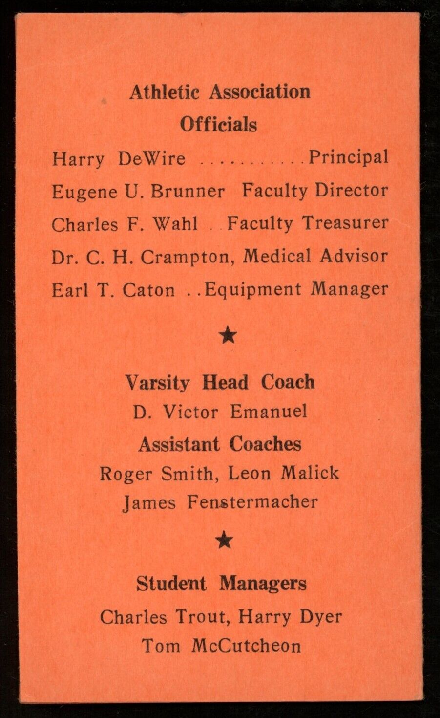 1948 William Penn High School Football 2.5x4.25 Pocket Schedule Harrisburg, PA