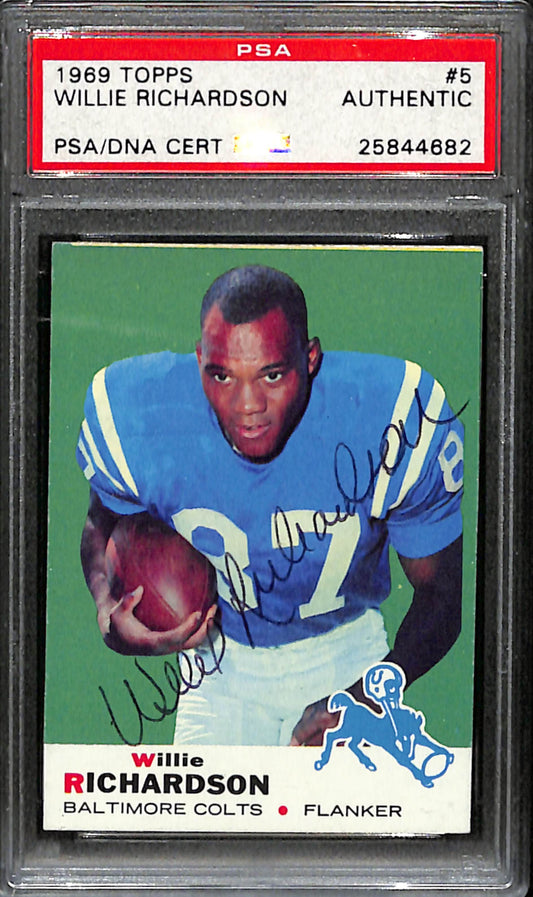 Willie Richardson Signed 1969 Topps Card #5 Baltimore Colts PSA/DNA 185955