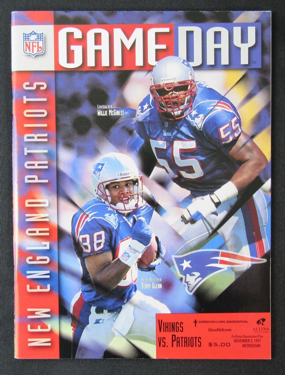 1997 Minnesota Vikings vs. New England Patriots Program Terry Glenn 11/02