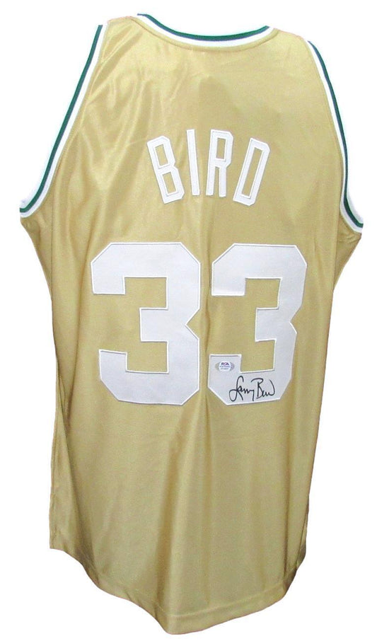 Larry Bird Autographed Gold Mitchell & Ness Swingman Jersey PSA/DNA 179393