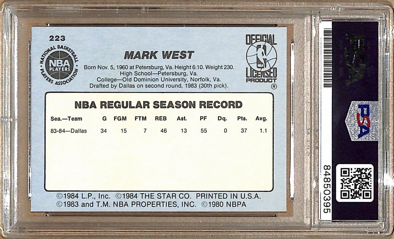 1984-85 Star Company #223 Mark West Cavaliers Signed/Auto Card PSA/DNA 178892