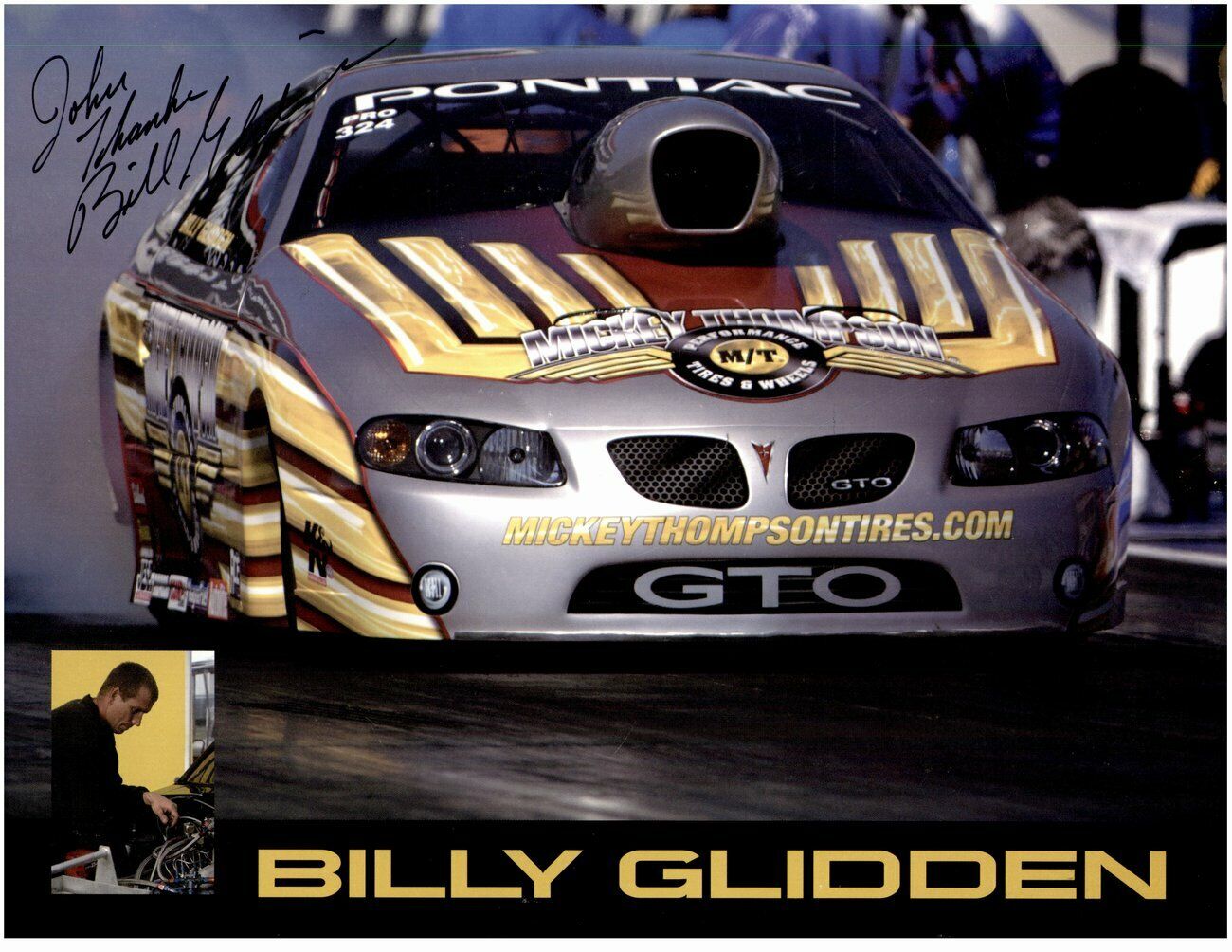 Billy Glidden  NHRA Pro Stock Signed/Autographed 8x10 Color Photo 153908