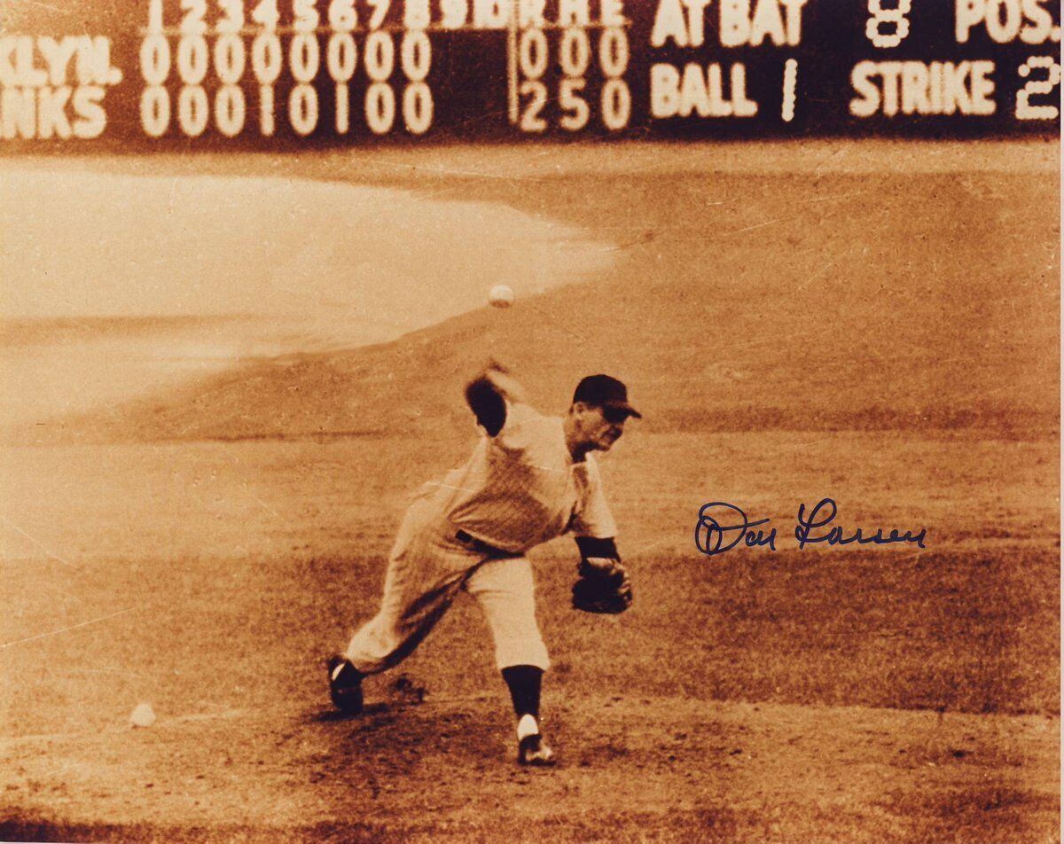 Don Larsen Yankees Signed 1956 World Series No Hitter 8x10 Photo COA 136794