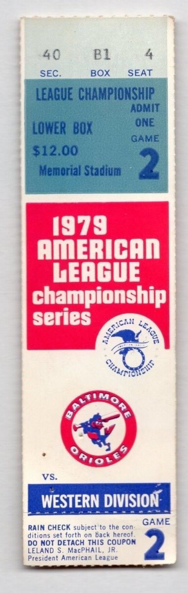 1979 Orioles Angels ALCS Game 2 Ticket Stub Eddie Murray Home Run 129028