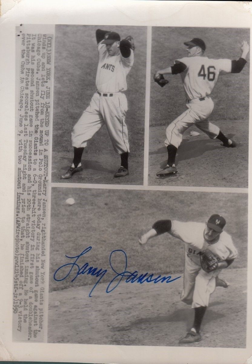 Larry Jansen Signed/Autographed Giants 8X8 Photo 128571