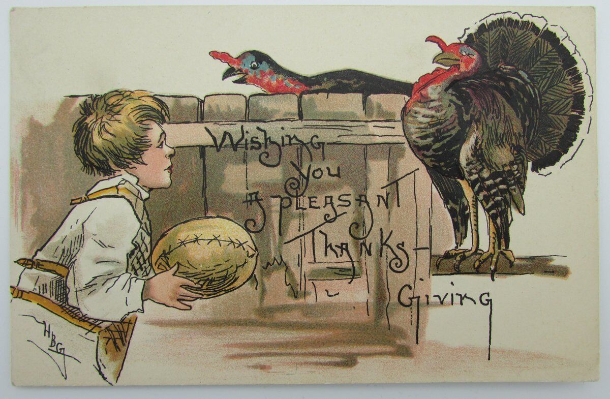 Vintage Postcard postmarked 1909 "Wishing you a pleasant Thanksgiving" 140010