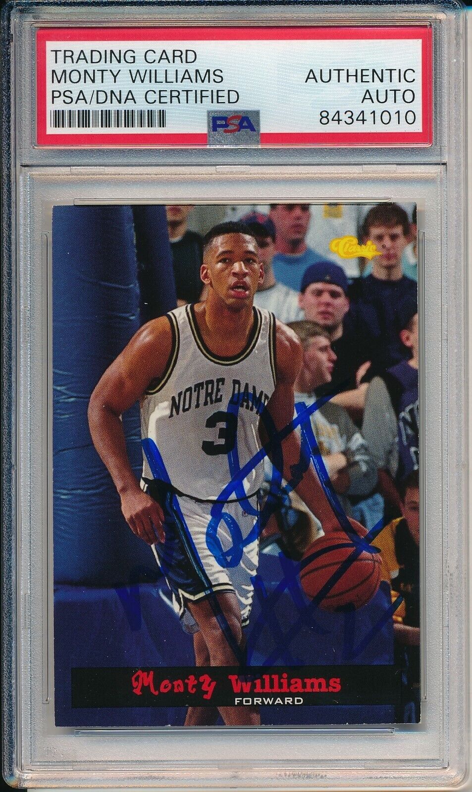 Monty Williams Notre Dame Signed/Auto 1994 Classic Card #26 PSA/DNA 163601