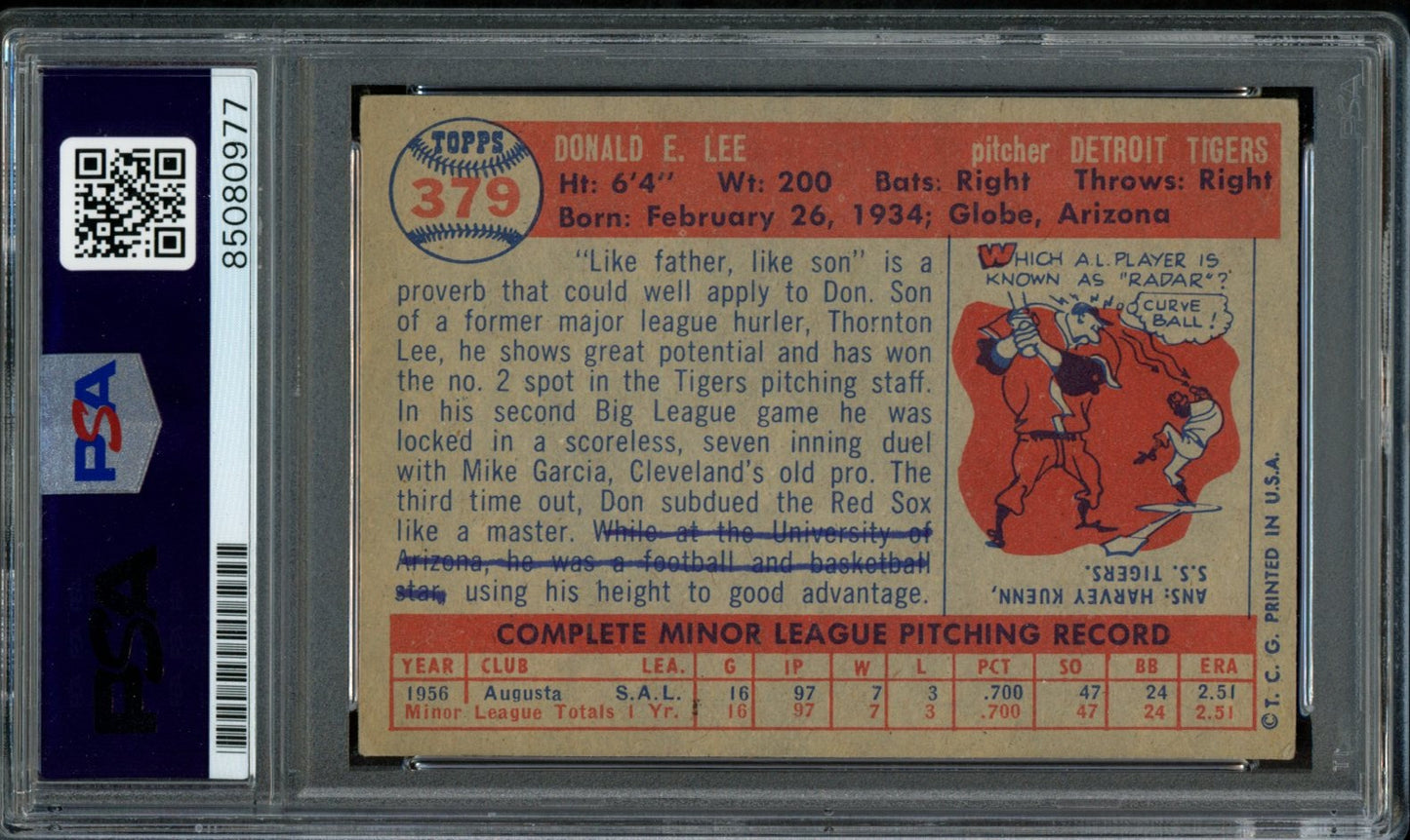 1957 TOPPS Don Lee #379 Auth Card Signed Detroit Tigers PSA/DNA 184090