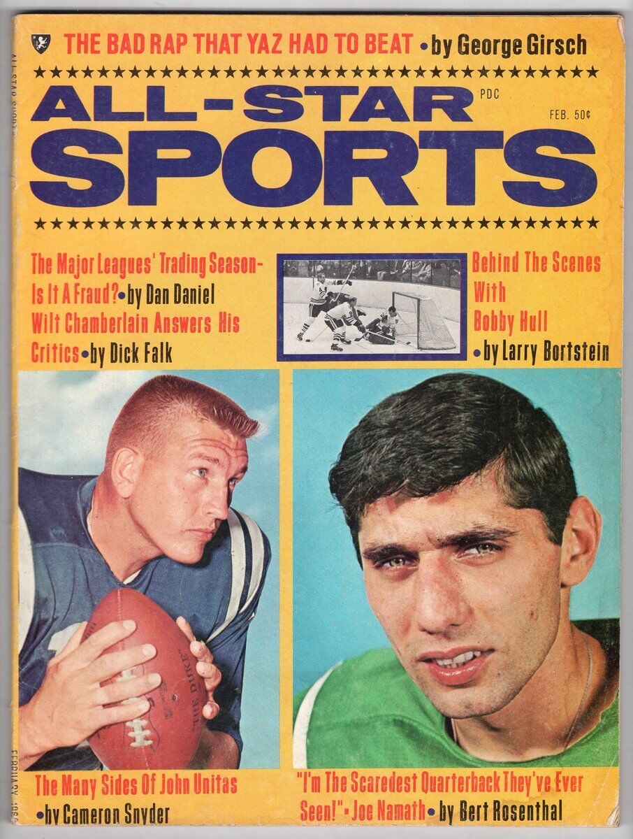 1968 All Star Sports Magazine February  Johnny Unitas and Joe Namath 130651